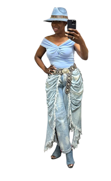 Draped Denim Jeans