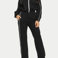 Pipping Stripes Front Zip and Pants Set