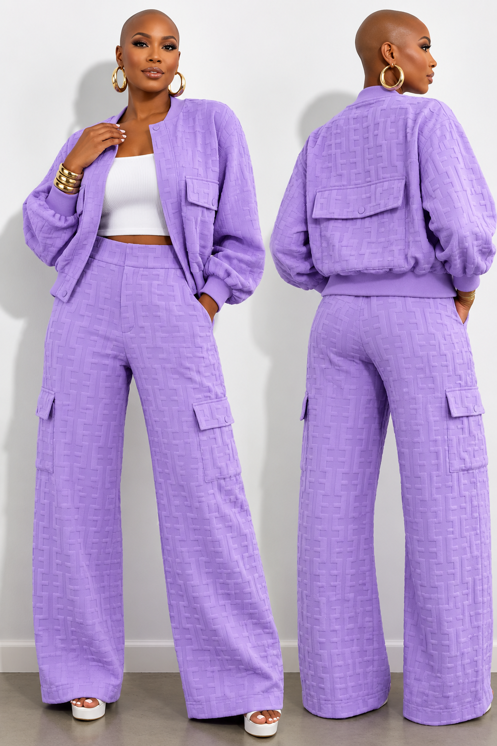 Textured Two-Piece Pants Set