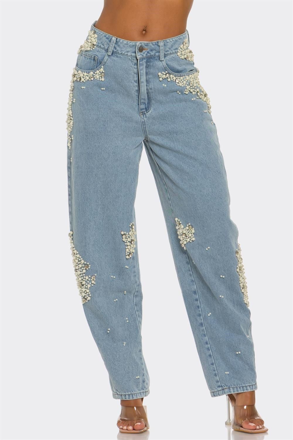 Ms. Pearl Embellished Straight-leg Jeans