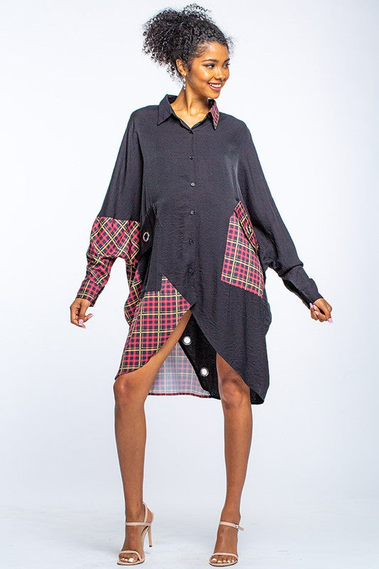 The Blocked Asymmetric Shirt Dress