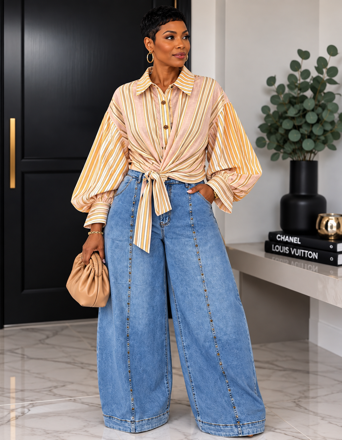 Plus size wide leg denim