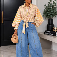 Plus size wide leg denim