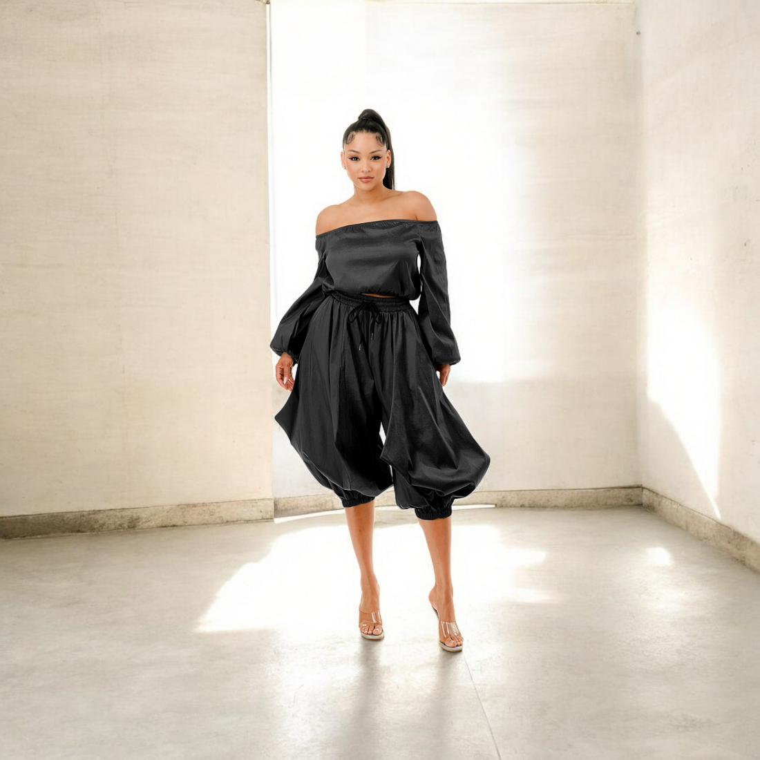 Two Piece Off Shoulder Crop Set