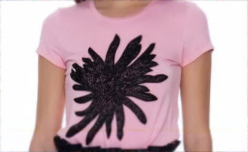 Beaded Flower Cap Sleeve Top