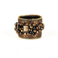 Gilded Eclipse Embellished Leather Cuff