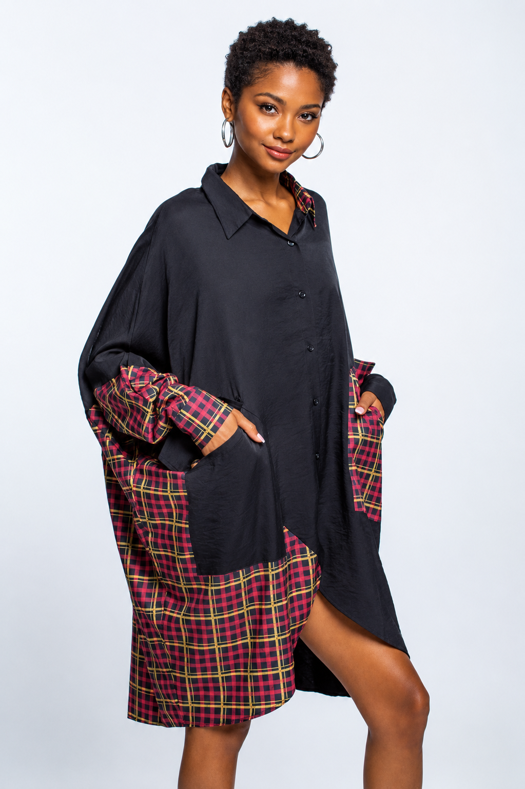 The Blocked Asymmetric Shirt Dress