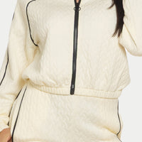 Pipping Stripes Front Zip and Pants Set