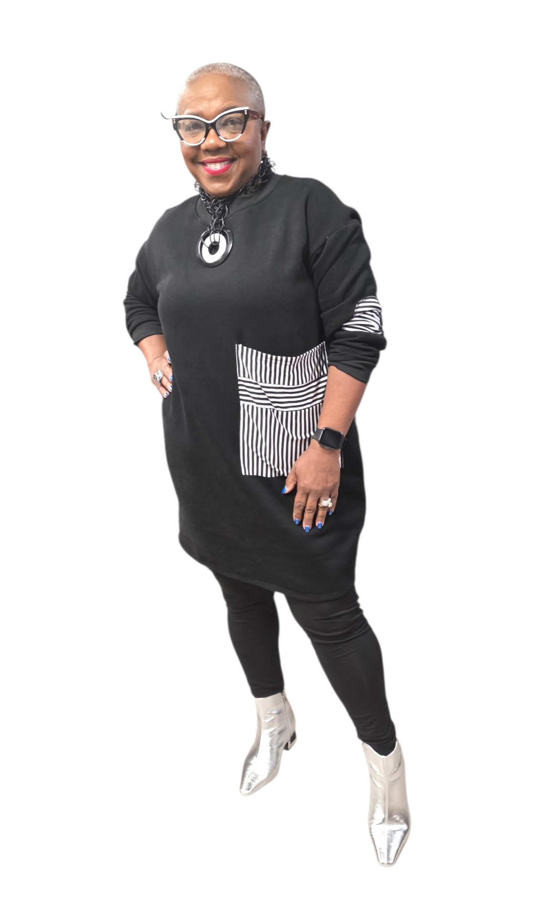 Casual Pocket Long Sweatshirt Short Dress/Tunic