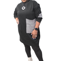 Casual Pocket Long Sweatshirt Short Dress/Tunic