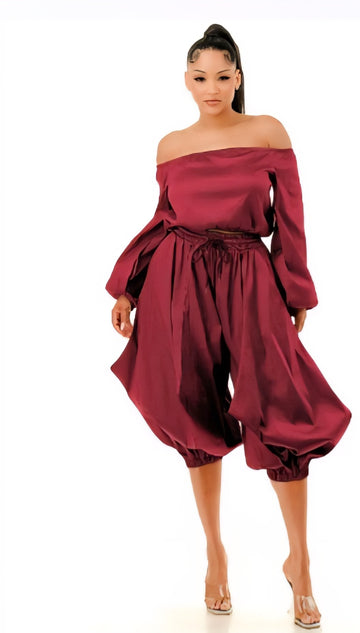 Two Piece Off Shoulder Crop Set