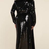 The Midnight and Silver Sequins Maxi Dress